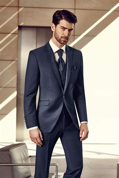 Slim Fit Wool Mohair Suit In Dark Blue 